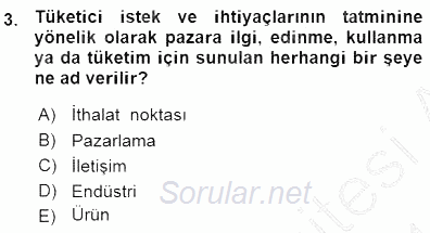 Spor Pazarlaması 2015 - 2016 Ara Sınavı 3.Soru