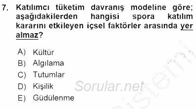 Spor Pazarlaması 2015 - 2016 Ara Sınavı 7.Soru