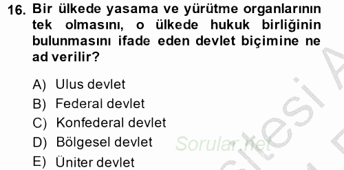 Kamu Özel Kesim Yapısı Ve İlişkileri 2013 - 2014 Ara Sınavı 16.Soru