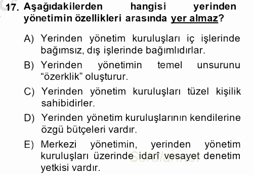 Kamu Özel Kesim Yapısı Ve İlişkileri 2013 - 2014 Ara Sınavı 17.Soru