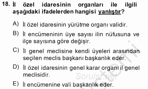 Kamu Özel Kesim Yapısı Ve İlişkileri 2013 - 2014 Ara Sınavı 18.Soru