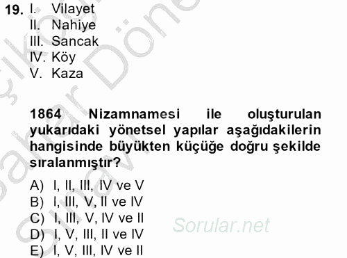 Kamu Özel Kesim Yapısı Ve İlişkileri 2013 - 2014 Ara Sınavı 19.Soru