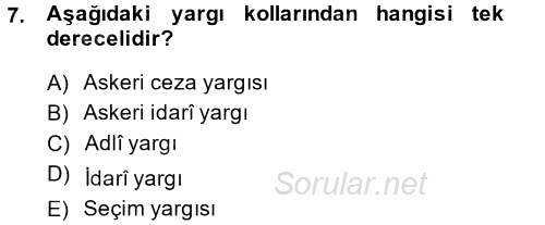 Kamu Özel Kesim Yapısı Ve İlişkileri 2013 - 2014 Ara Sınavı 7.Soru