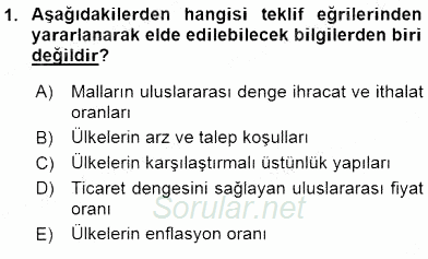 Uluslararası Ticaret 2015 - 2016 Ara Sınavı 1.Soru