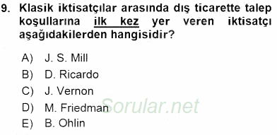 Uluslararası Ticaret 2015 - 2016 Ara Sınavı 9.Soru