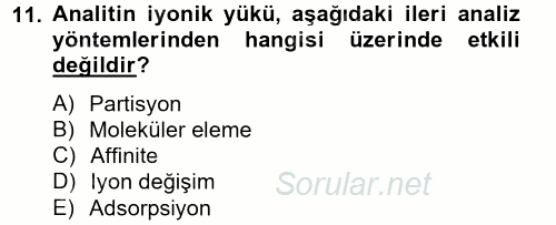 Veteriner Laboratuvar Teknikleri ve Prensipleri 2014 - 2015 Tek Ders Sınavı 11.Soru