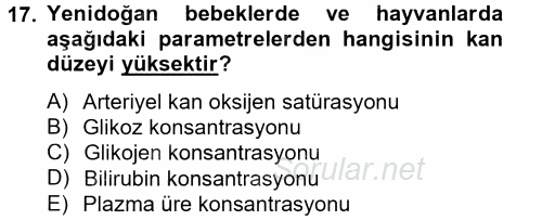 Veteriner Laboratuvar Teknikleri ve Prensipleri 2014 - 2015 Tek Ders Sınavı 17.Soru