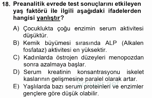 Veteriner Laboratuvar Teknikleri ve Prensipleri 2014 - 2015 Tek Ders Sınavı 18.Soru