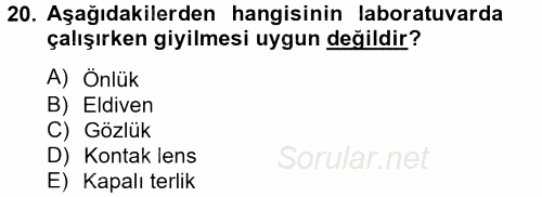 Veteriner Laboratuvar Teknikleri ve Prensipleri 2014 - 2015 Tek Ders Sınavı 20.Soru