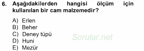 Veteriner Laboratuvar Teknikleri ve Prensipleri 2014 - 2015 Tek Ders Sınavı 6.Soru
