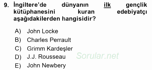 Çocuk Edebiyatı Ve Medya 2016 - 2017 Ara Sınavı 9.Soru