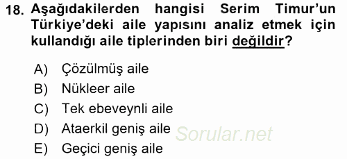 Türkiye´nin Toplumsal Yapısı 2016 - 2017 Ara Sınavı 18.Soru