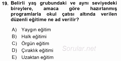 Türkiye´nin Toplumsal Yapısı 2016 - 2017 Ara Sınavı 19.Soru