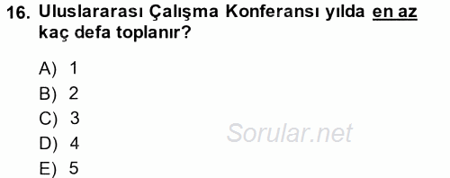 Uluslararası Sosyal Politika 2014 - 2015 Ara Sınavı 16.Soru