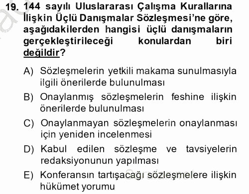 Uluslararası Sosyal Politika 2014 - 2015 Ara Sınavı 19.Soru