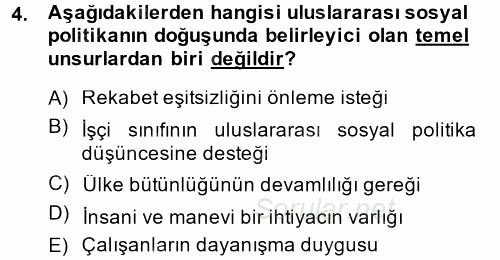 Uluslararası Sosyal Politika 2014 - 2015 Ara Sınavı 4.Soru