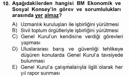 Uluslararası Örgütler 2012 - 2013 Ara Sınavı 10.Soru