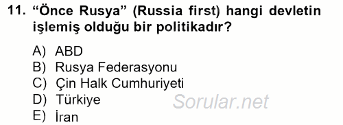Uluslararası Örgütler 2012 - 2013 Ara Sınavı 11.Soru