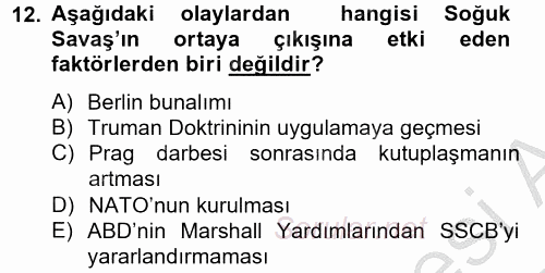 Uluslararası Örgütler 2012 - 2013 Ara Sınavı 12.Soru