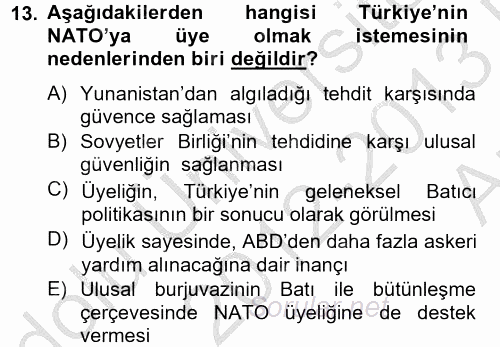 Uluslararası Örgütler 2012 - 2013 Ara Sınavı 13.Soru