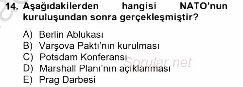 Uluslararası Örgütler 2012 - 2013 Ara Sınavı 14.Soru