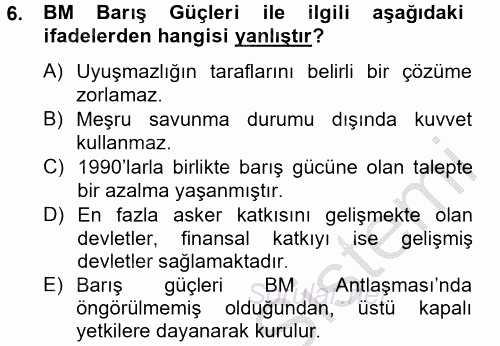 Uluslararası Örgütler 2012 - 2013 Ara Sınavı 6.Soru