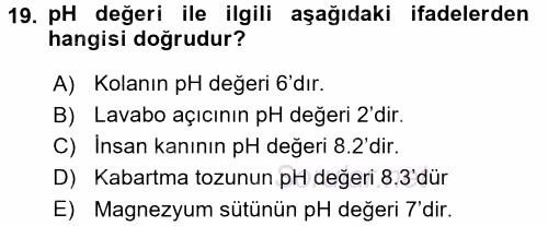 Beslenmenin Temel İlkeleri 2015 - 2016 Ara Sınavı 19.Soru