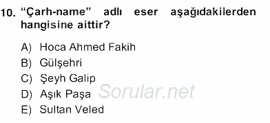 XIV-XV. Yüzyıllar Türk Dili 2013 - 2014 Ara Sınavı 10.Soru
