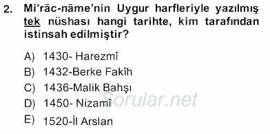 XIV-XV. Yüzyıllar Türk Dili 2013 - 2014 Ara Sınavı 2.Soru
