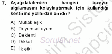 Tüketici Davranışları 2013 - 2014 Tek Ders Sınavı 7.Soru