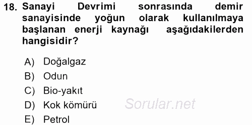 Genel Uygarlık Tarihi 2015 - 2016 Dönem Sonu Sınavı 18.Soru