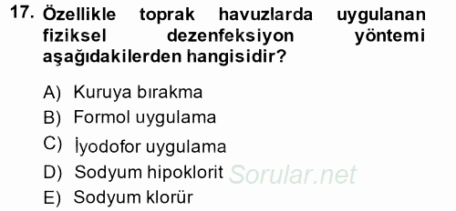 Balık Yetiştiriciliği 2014 - 2015 Dönem Sonu Sınavı 17.Soru