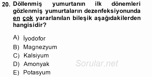 Balık Yetiştiriciliği 2014 - 2015 Dönem Sonu Sınavı 20.Soru