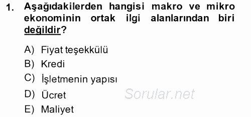 Hayvancılık Ekonomisi 2014 - 2015 Ara Sınavı 1.Soru