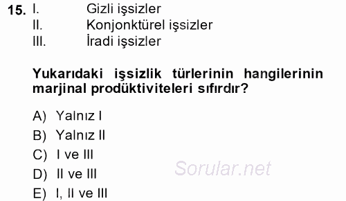 Hayvancılık Ekonomisi 2014 - 2015 Ara Sınavı 15.Soru