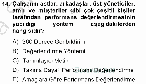 Çalışma Psikolojisi 2014 - 2015 Ara Sınavı 14.Soru