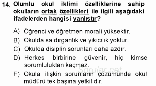 Eğitim Felsefesi 2014 - 2015 Tek Ders Sınavı 14.Soru