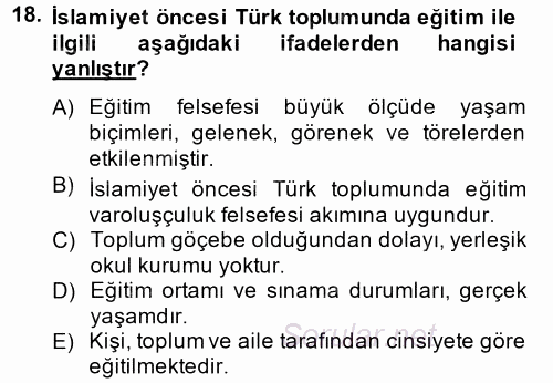 Eğitim Felsefesi 2014 - 2015 Tek Ders Sınavı 18.Soru