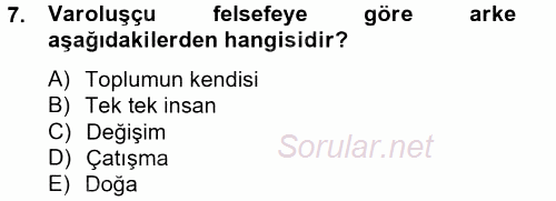Eğitim Felsefesi 2014 - 2015 Tek Ders Sınavı 7.Soru