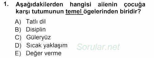 Aile İçi Uyumlu Etkileşim 2012 - 2013 Ara Sınavı 1.Soru