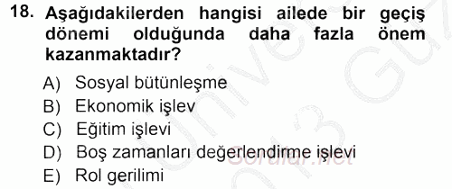 Aile İçi Uyumlu Etkileşim 2012 - 2013 Ara Sınavı 18.Soru