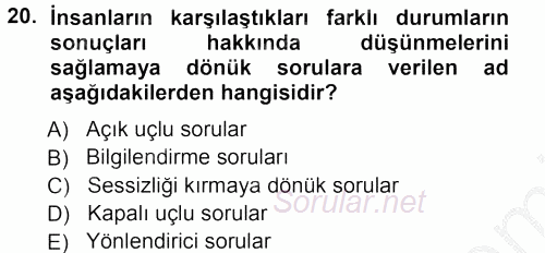 Aile İçi Uyumlu Etkileşim 2012 - 2013 Ara Sınavı 20.Soru