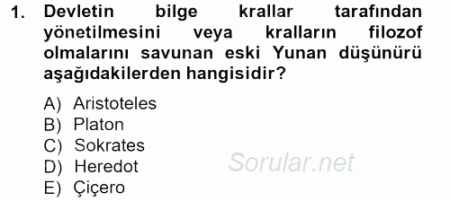 Siyaset Bilimi 2013 - 2014 Tek Ders Sınavı 1.Soru