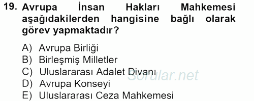 Siyaset Bilimi 2013 - 2014 Tek Ders Sınavı 19.Soru