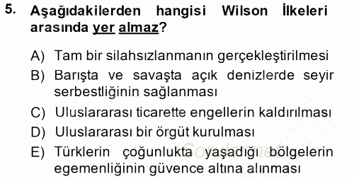 Türk Dış Politikası 1 2013 - 2014 Ara Sınavı 5.Soru