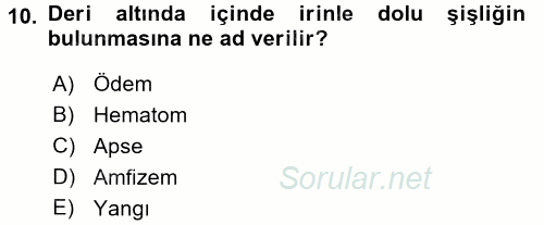 Temel Klinik Bilgisi 2015 - 2016 Ara Sınavı 10.Soru