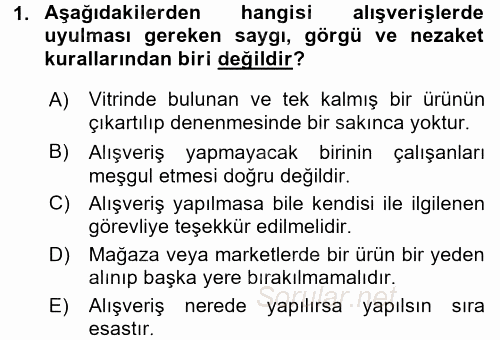 Sosyal Davranış ve Protokol 2016 - 2017 Ara Sınavı 1.Soru