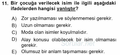 Sosyal Davranış ve Protokol 2016 - 2017 Ara Sınavı 11.Soru
