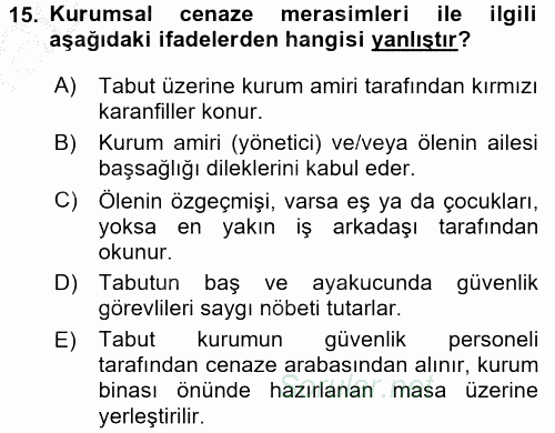 Sosyal Davranış ve Protokol 2016 - 2017 Ara Sınavı 15.Soru