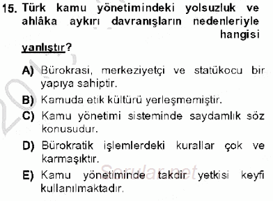 Adalet Meslek Etiği 2013 - 2014 Ara Sınavı 15.Soru